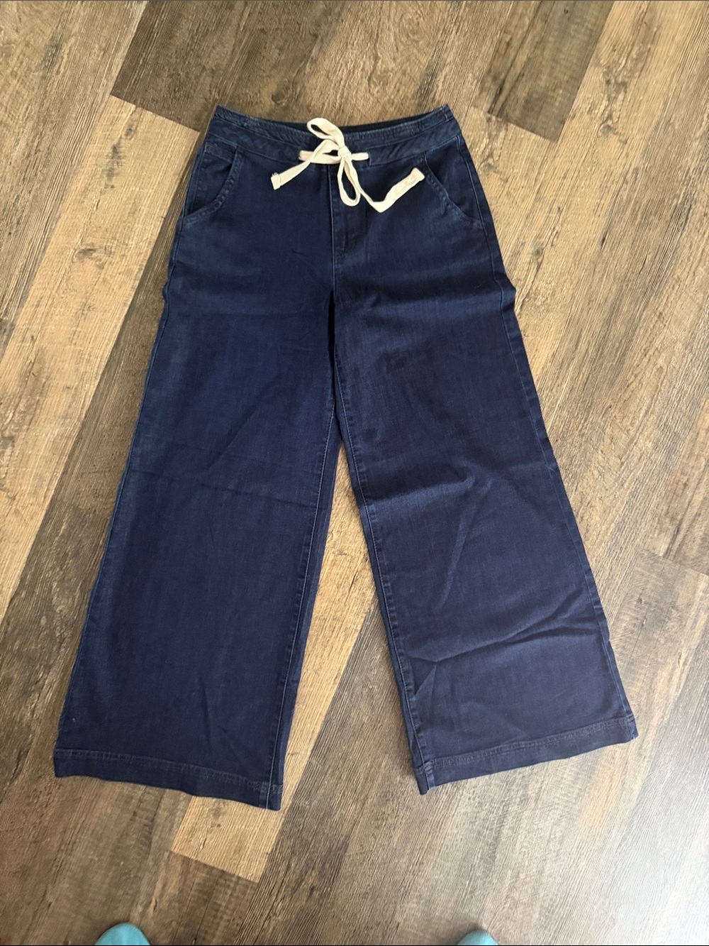 Risen custom jeans by Freckled Poppy. Wide-Leg Drawstring Jeans Sz S